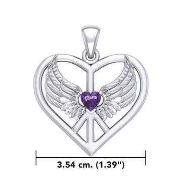 Wrapped in the Wings of an Angel ~ Sterling Silver Peace Symbol Pendant Jewelry TPD5109 - Jewelry